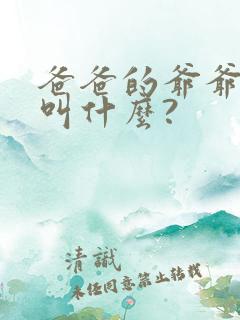 爸爸的爷爷奶奶叫什么?