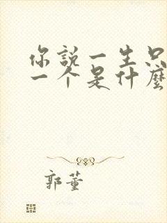 你说一生只爱我一个是什么歌了