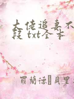 大佬追妻不择手段 txt全本