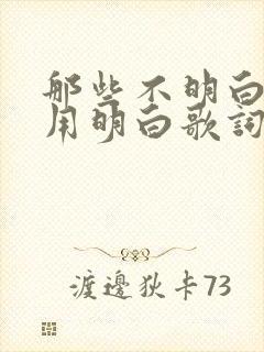 那些不明白就不用明白歌词的歌