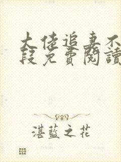 大佬追妻不择手段免费阅读小说