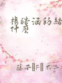 杨皓涵的结局是什么