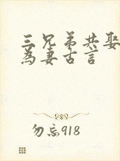 三兄弟共娶一女为妻古言