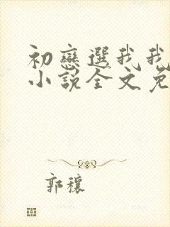 初恋选我我超甜小说全文免费阅读