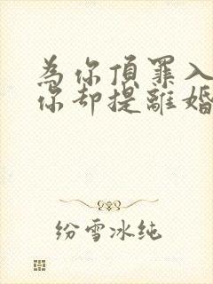 为你顶罪入狱,你却提离婚免费阅读正版