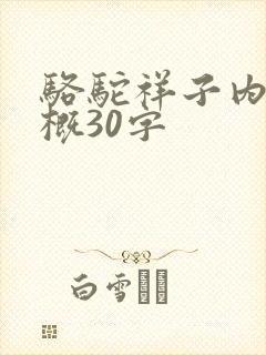 骆驼祥子内容梗概30字