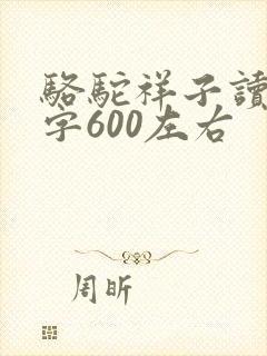 骆驼祥子读后感字600左右