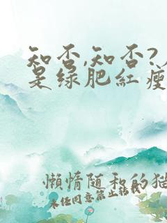 知否,知否?应是绿肥红瘦原著