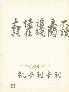 大佬追妻不择手段在线阅读