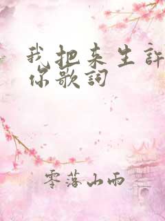 我把来生许给了你歌词