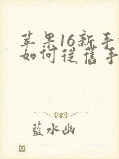 苹果16新手机如何从旧手机传输数据