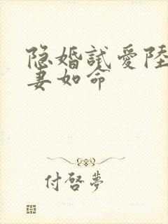 隐婚试爱陆总宠妻如命