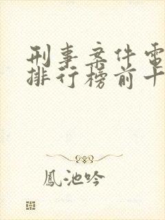 刑事案件电视剧排行榜前十名