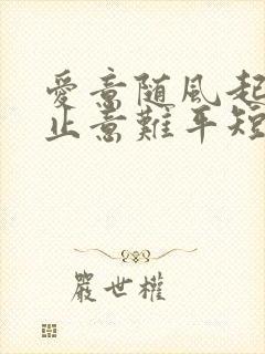 爱意随风起,风止意难平短剧