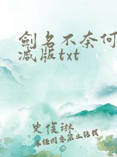 剑名不奈何未删减版txt