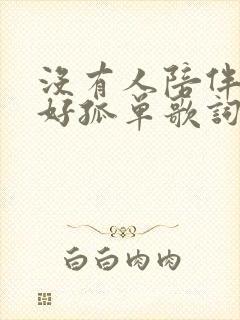 没有人陪伴真的好孤单歌词