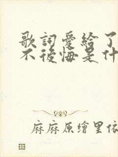 歌词爱给了你我不后悔是什么歌