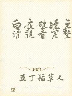 白夜破晓免费高清观看完整版电视剧