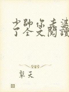 少帅你老婆又跑了全文阅读