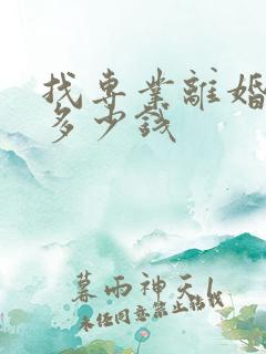 找专业离婚律师多少钱