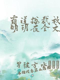 霸道总裁放肆爱明玥夜全文