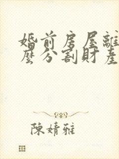 婚前房屋离婚怎么分割财产