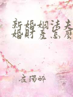 新婚姻法夫妻离婚财产怎么样分割