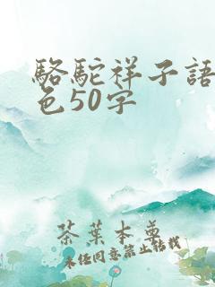 骆驼祥子语言特色50字