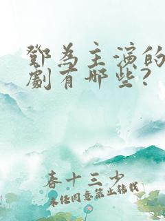 邓为主演的电视剧有哪些?