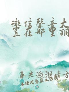 微信声音大小设置在哪里调