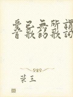 爱已无所谓是哪首歌的歌词