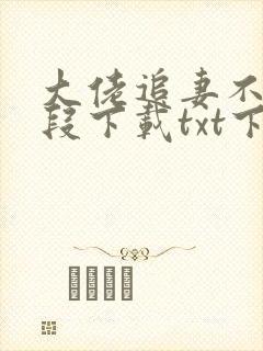 大佬追妻不择手段下载txt下
