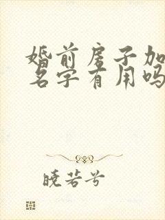 婚前房子加女方名字有用吗