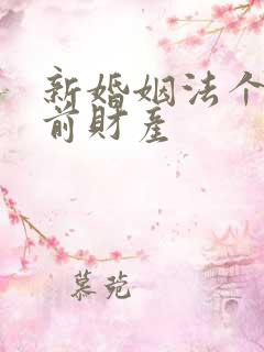 新婚姻法个人婚前财产