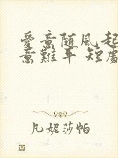 爱意随风起风止意难平 短剧