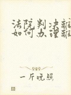 法院判决离婚后如何办理离婚证