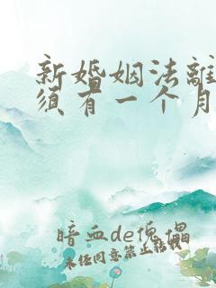 新婚姻法离婚必须有一个月冷静期吗