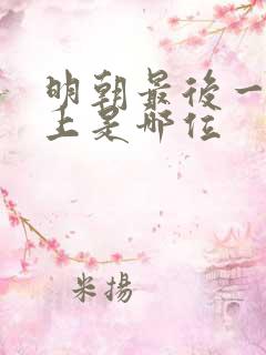 明朝最后一任皇上是哪位