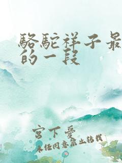 骆驼祥子最精彩的一段