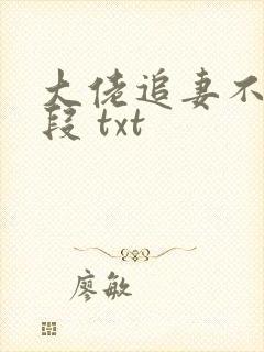 大佬追妻不择手段 txt