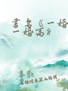 书名《一婚还比一婚高》