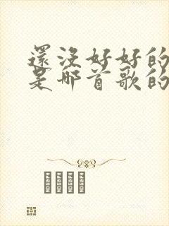 还没好好的感受是哪首歌的歌词