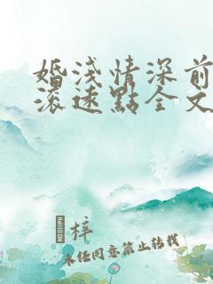 婚浅情深前夫请滚远点全文免费阅读