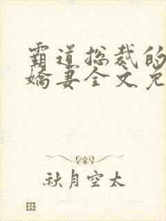 霸道总裁的独宠娇妻全文免费阅读