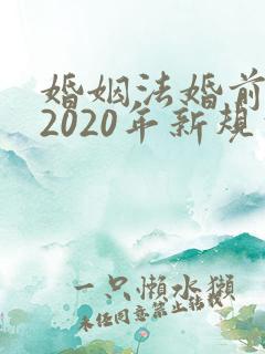 婚姻法婚前财产2020年新规定