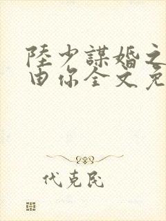 陆少谋婚之婚不由你全文免费阅读