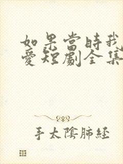 如果当时我说了爱短剧全集免费观看