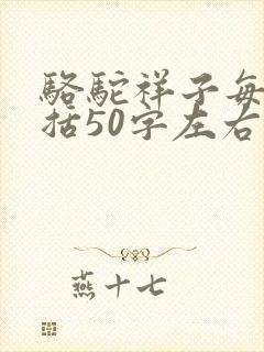 骆驼祥子每章概括50字左右