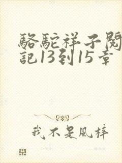 骆驼祥子阅读笔记13到15章