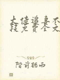 大佬追妻不择手段免费全文阅读